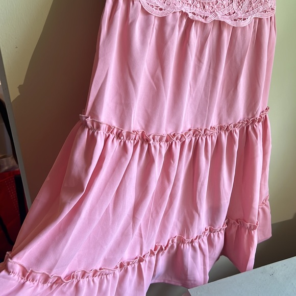 Pink Crochet Ruffle Dress - Picture 3 of 6